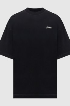 Черная футболка из хлопка с контрастным принтом