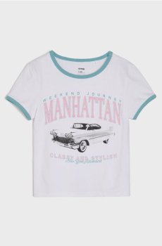 Бавовняна футболка з написом Manhattan - білий