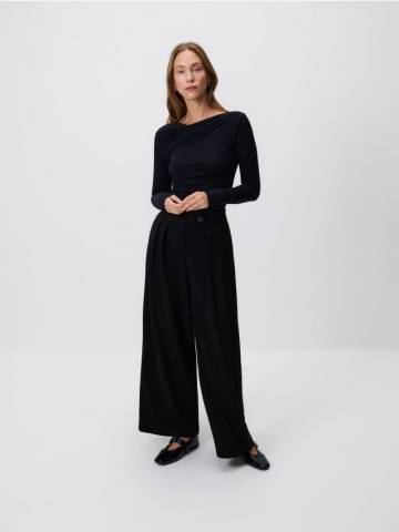 Reserved - Блузка зі збірками - чорний - 387IK-99X