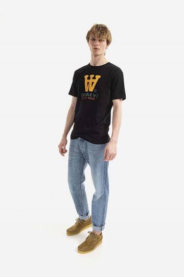 Хлопковая футболка Wood Wood Ace Typo T-shirt цвет чёрный с принтом 10285700.2222-WHITE Хлопковая футболка Wood Wood Ace Typo T-shirt цвет чёрный с принтом 10285700.2222-WHITE