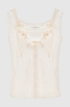 Бежевый топ с кружевом