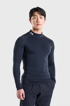 Мужской черный лонгслив UA HG Armour Comp Mock LS Черный S Under Armour 1369606-001