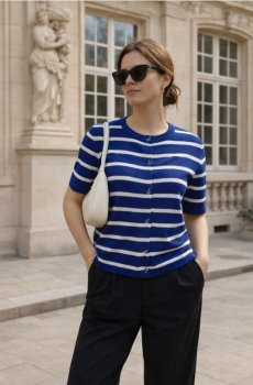 Блузка з тканини з високим вмістом віскози - синій