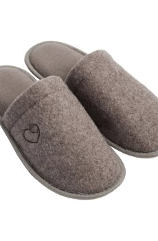 Женские домашние тапочки Twins HS-OZ Lama войлочные, с вышивкой, коричневые, размер 40-41 (26-27 см)