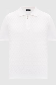 Белое поло с шелком в узор