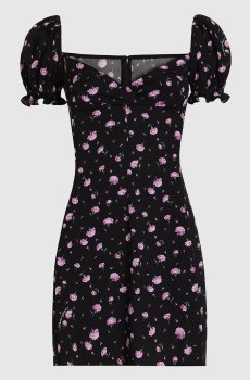 Черное платье с шелком в цветочный принт