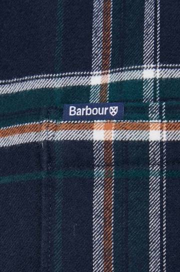 Хлопковая рубашка Barbour мужская цвет синий slim воротник button-down Хлопковая рубашка Barbour мужская цвет синий slim воротник button-down