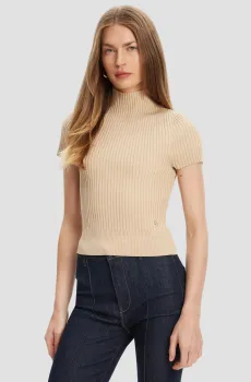 Женский бежевый гольф Бежевый S Guess W5YR04.Z0040;G1L7