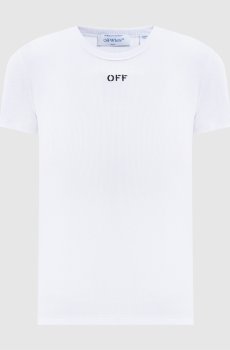 Белая футболка в рубчике с логотипом