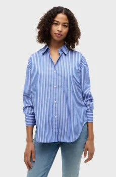 Женская синяя рубашка в полоску MODERN Синий L Tommy Hilfiger WW0WW51120