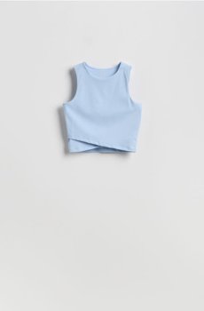 Reserved - Короткий топ зі складками - блідо-блакитний - 577JS-05X