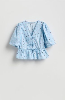 Reserved - Блуза з сердечками - світло-блакитний - 793II-50X