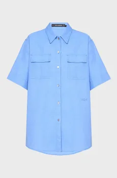 Женская голубая льняная рубашка Голубой 40 Karl Lagerfeld A2W11012