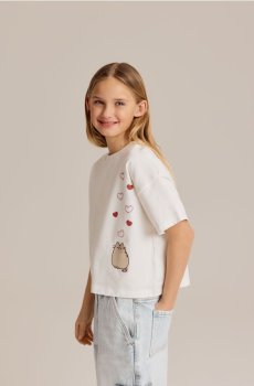 Reserved - Бавовняна футболка Pusheen - кремовий - 045HU-01X