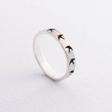 Серебряное кольцо "Ласточки" 112565л Серебряное кольцо "Ласточки" 112565л