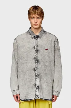 Мужская серая джинсовая рубашка D-FLAIM-S CAMICIA Серый L Diesel A13358 0GHAS