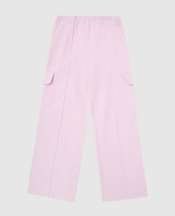 Детские розовые спортивные брюки с вышивкой логотипа