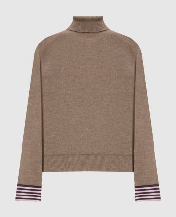 Бежевый свитер из кашемира с манжетами Бежевый свитер из кашемира с манжетами