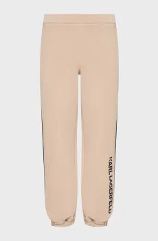 Женские бежевые спортивные брюки LOGO PIPING SWEATPANTS Бежевый L Karl Lagerfeld A2W10149