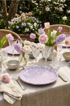 Тарілка з квітковим мотивом - Фіолетовий