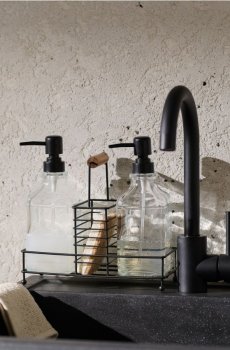 Дозатори для мила та засобу для посуду зі стійкою - чорний