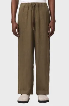 Мужские оливковые льняные брюки SHARP Оливковый XXL AllSaints M023TE