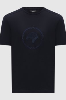 Синяя футболка с вышивкой эмблемы