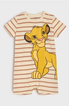 Бавовняний ромпер з принтом Simba The Lion King - кремовий