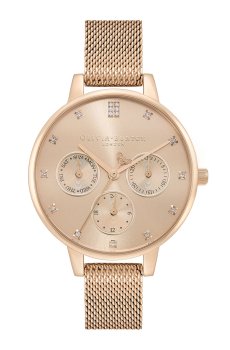Olivia Burton Women Embellished MultiFunction Bracelet Style Watch 24000008-Gold