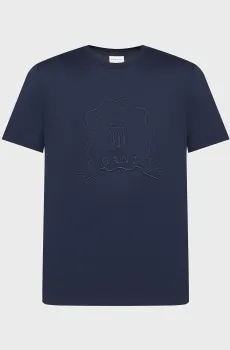 Мужская темно-синяя футболка EMBROIDERED Синий M Gant 2003368