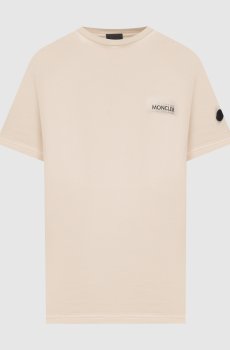 Бежевая футболка с фактурным логотипом