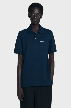 Мужское темно-синее поло Синий M Sandro SHPTS01723_Midnight Blue