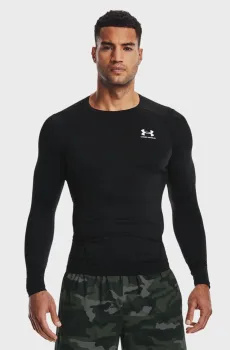 Мужской черный лонгслив UA HG Armour Comp LS Черный S Under Armour 1361524-001
