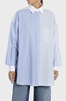 Женская голубая рубашка в полоску Голубой S Replay W2136 .000.10338