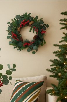 Декоративний різдвяний вінок - різнобарвний