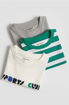 Reserved - Бавовняна футболка, набір з 3 - кремовий - 901HR-01X