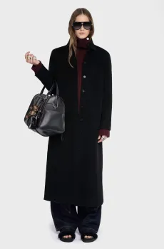 Женское черное шерстяное пальто Micro Черный M ZADIG&VOLTAIRE WWCO01235_BLACK