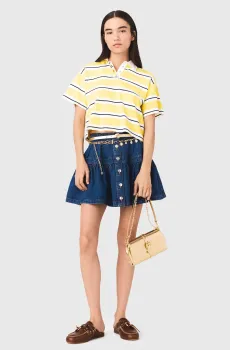 Женское желтое поло в полоску Желтый 38 MAJE MFPPU01016_Pale Yellow