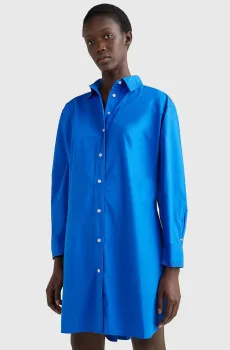 Женское синее платье ORG CO SOLID KNEE SHIRT DRESS Синий S Tommy Hilfiger WW0WW37102