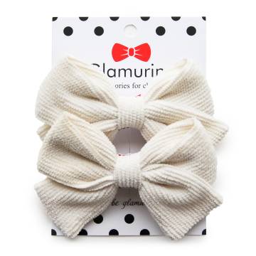 Бантики Glamurino Tina мікровельвет айворі 2 шт (2112.2) Бантики Glamurino Tina мікровельвет айворі 2 шт (2112.2)