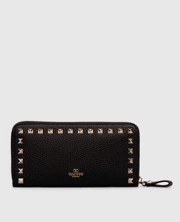 Черный кожаный кошелек Rockstud