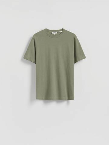 Reserved - Футболка regular fit з льоном - пильно-зелений - 393BK-97X