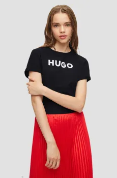 Женская черная футболка Черный L HUGO 50473813;001