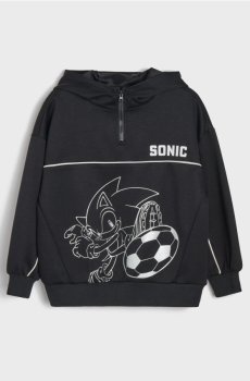Спортивна кофта Active з половинною застібкою та принтом Sonic the Hedgehog - чорний