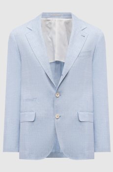 Голубой пиджак из льна и шерсти