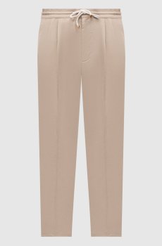 Бежевые брюки с льном
