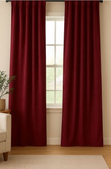 Велюрова штора на тасьмі - червоне дерево