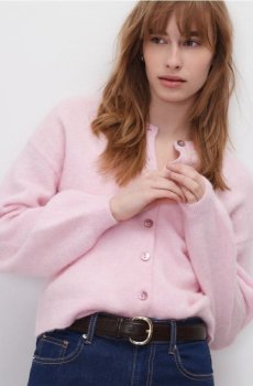 Reserved - Кардиган з вовною та альпакою - рожевий - 316HI-30M