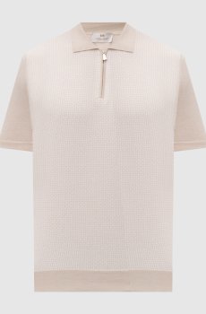 Бежевое поло с шелком в узор