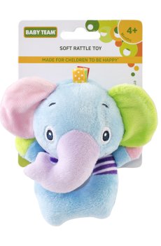 Мягкая игрушка-погремушка Baby Team Слоник, от 4 месяцев (8501)